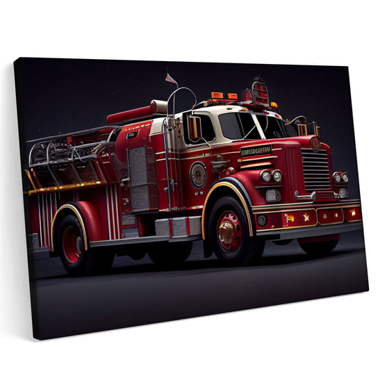 Obraz na płótnie 140x100cm Wóz Strażacki Straż USA Klasyk Pożar Printonia