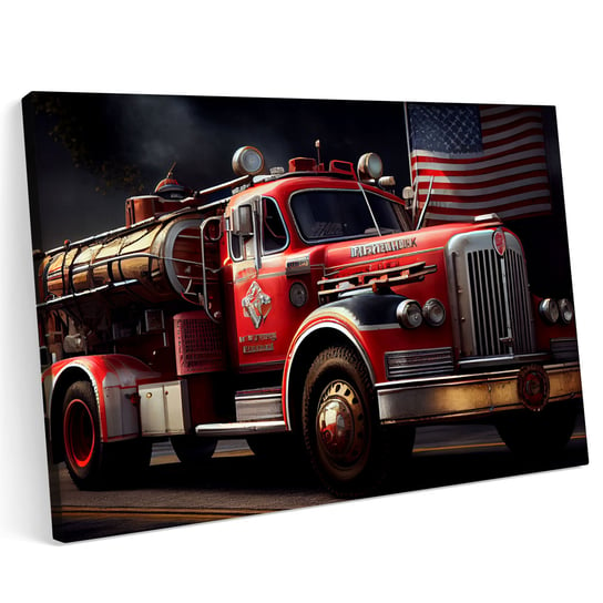 Obraz na płótnie 140x100cm Wóz Strażacki Straż USA Klasyk Pożar Printonia
