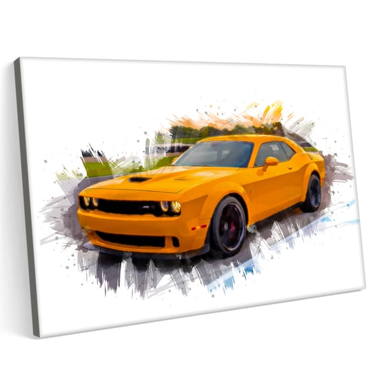 Obraz na płótnie 70x50 Dodge Challenger SRT Hellcat Samochód Żółty Sport Tor Printonia