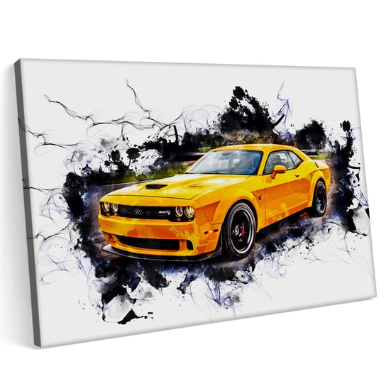 Obraz na płótnie 70x50 Dodge Challenger SRT Hellcat Samochód Żółty Sport Tor Printonia