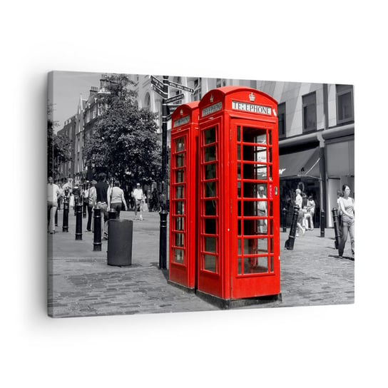 Obraz na płótnie - , - 70x50cm - Miasto Londyn Budka Telefoniczna - Nowoczesny Canvas obraz do salonu do sypialni ARTTOR ARTTOR