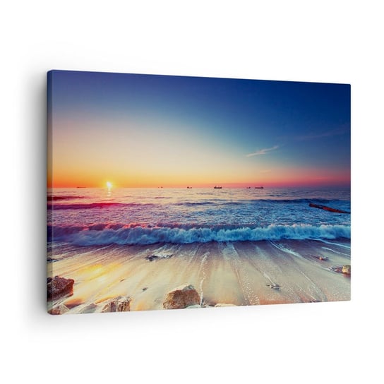 Obraz na płótnie - A co za horyzontem? - 70x50cm - Krajobraz Morze Zachód Słońca - Nowoczesny Canvas obraz do salonu do sypialni ARTTOR ARTTOR