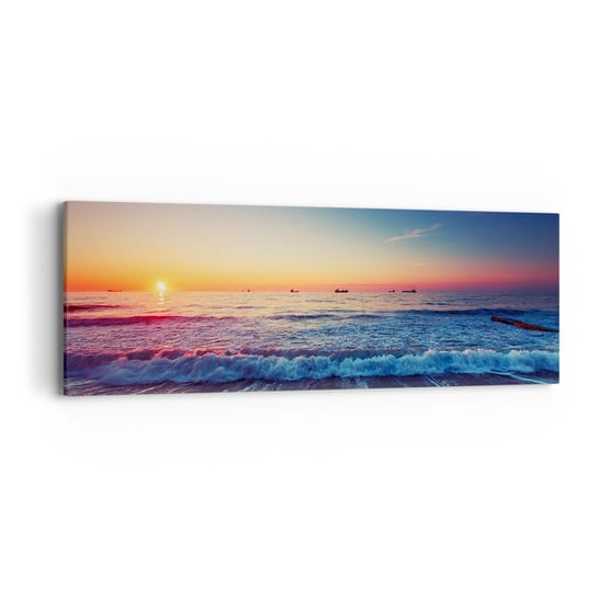 Obraz na płótnie - A co za horyzontem? - 90x30cm - Krajobraz Morze Zachód Słońca - Nowoczesny Canvas obraz do salonu do sypialni ARTTOR ARTTOR