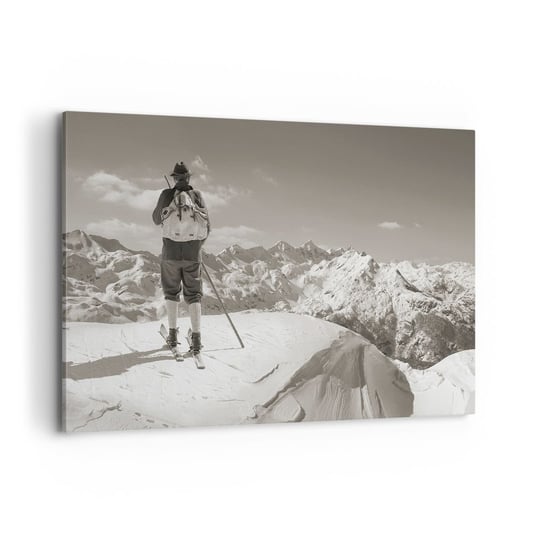Obraz na płótnie - A góry te same - 120x80cm - Krajobraz Góry Narciarz - Nowoczesny obraz na ścianę do salonu do sypialni ARTTOR ARTTOR