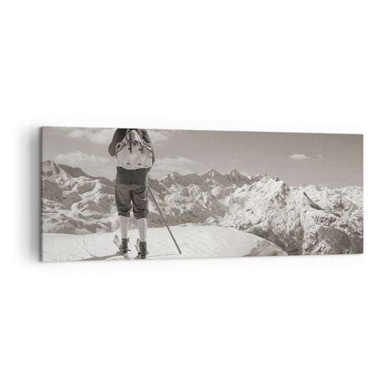 Obraz na płótnie - A góry te same - 140x50cm - Krajobraz Góry Narciarz - Nowoczesny Canvas obraz do salonu do sypialni ARTTOR ARTTOR