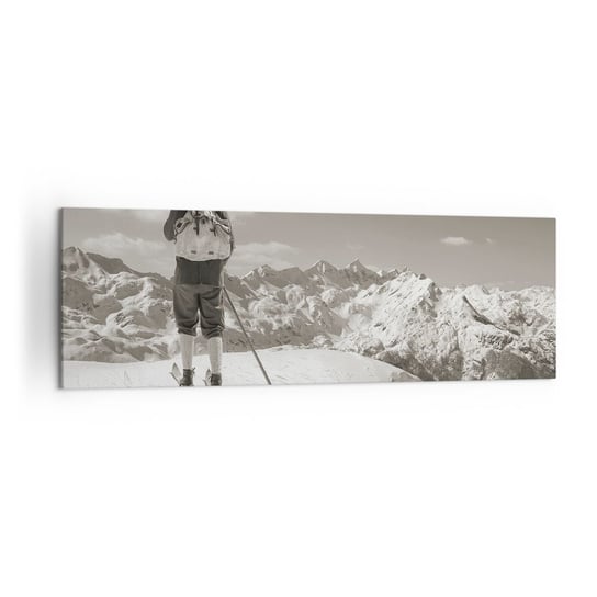 Obraz na płótnie - A góry te same - 160x50cm - Krajobraz Góry Narciarz - Nowoczesny foto obraz w ramie do salonu do sypialni ARTTOR ARTTOR