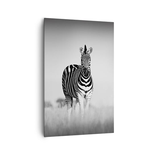 Obraz na płótnie - A jednak świat jest czarno-biały - 80x120cm - Zwierzęta Zebra Czarno-Biały - Nowoczesny obraz na ścianę do salonu do sypialni ARTTOR ARTTOR