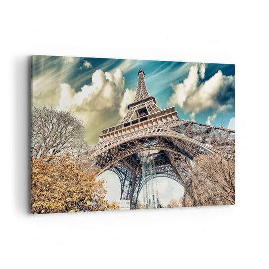 Obraz na płótnie - A jesienią w Paryżu... - 120x80cm - Miasto Paryż Wieża Eiffla - Nowoczesny obraz na ścianę do salonu do sypialni ARTTOR ARTTOR