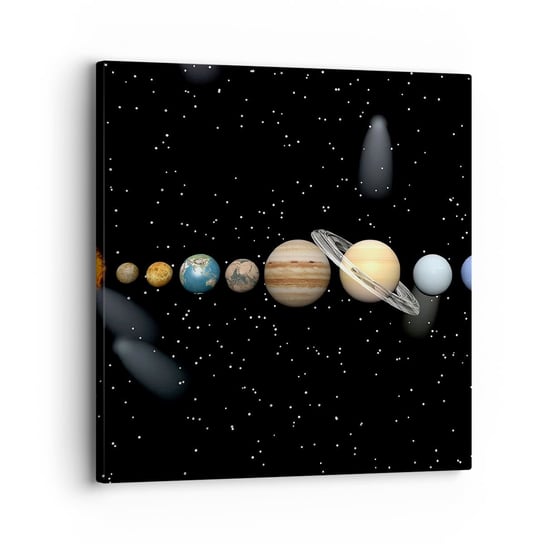 Obraz na płótnie - A planety szaleją, szaleją… - 30x30 cm - Obraz nowoczesny - Kosmos I Astronomia, Układ Słoneczny, Planety, Gwiazdy, Kometa - AC30x30-1486 ARTTOR