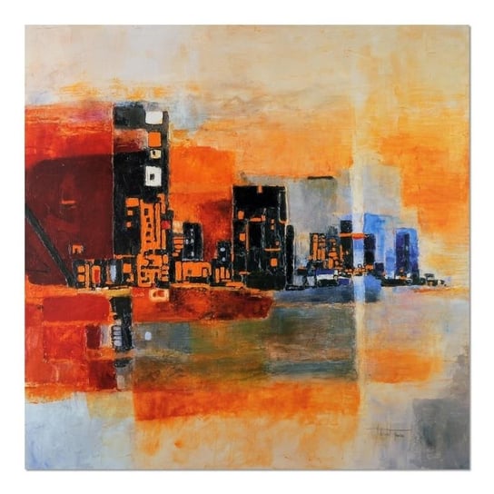 Obraz na płótnie, Abstrakcja - panorama miasta, 30x30 cm Feeby