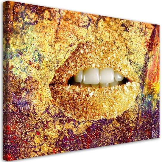Obraz Na Płótnie, Abstrakcyjne Złote Usta - 100X70 Pozostali producenci