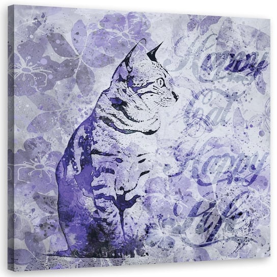 Obraz na płótnie: Abstrakcyjny kot, 80x80 cm Feeby