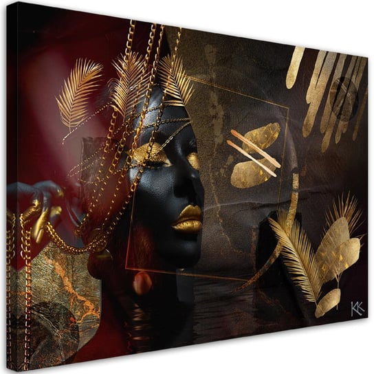 Obraz na płótnie, Afrykańska kobieta Złoto Abstrakcja - 120x80 Inna marka