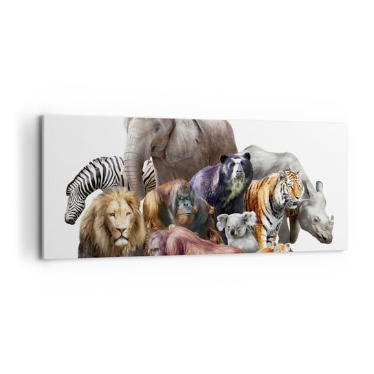 Obraz na płótnie - Afrykańska rodzinna fotografia - 120x50cm - Abstrakcja Zwierzęta Wielka Piątka Afryki - Nowoczesny obraz na ścianę do salonu do sypialni ARTTOR ARTTOR