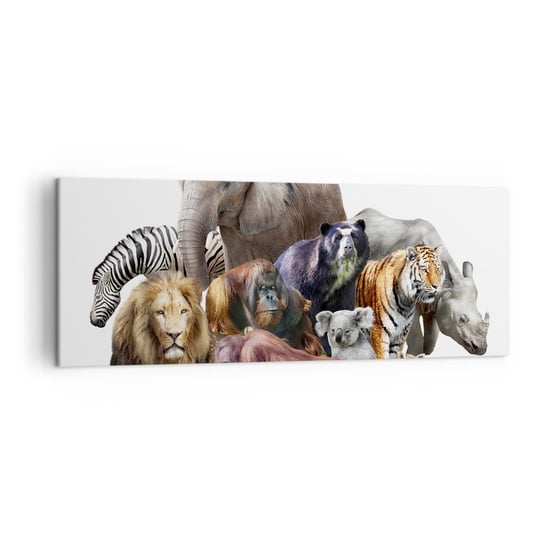 Obraz na płótnie - Afrykańska rodzinna fotografia - 140x50cm - Abstrakcja Zwierzęta Wielka Piątka Afryki - Nowoczesny Canvas obraz do salonu do sypialni ARTTOR ARTTOR