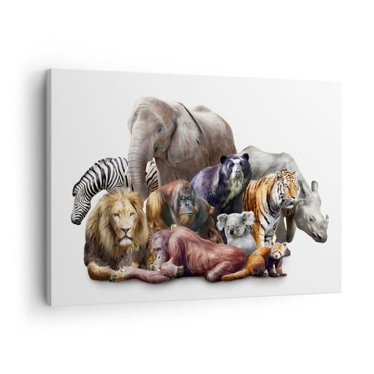 Obraz na płótnie - Afrykańska rodzinna fotografia - 70x50cm - Abstrakcja Zwierzęta Wielka Piątka Afryki - Nowoczesny Canvas obraz do salonu do sypialni ARTTOR ARTTOR
