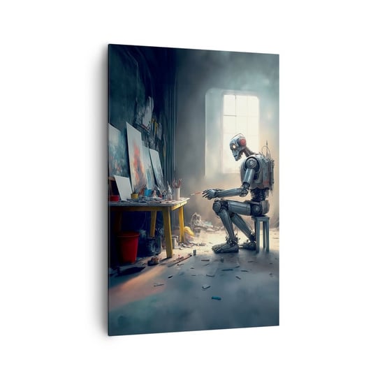 Obraz na płótnie - Akt kreacji - 80x120cm - Sztuka Malowanie Robot - Nowoczesny obraz na ścianę do salonu do sypialni ARTTOR ARTTOR