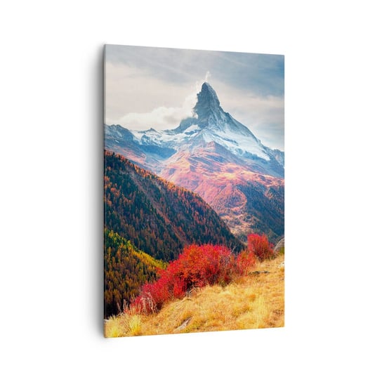Obraz na płótnie - Alpejska jesień - 70x100cm - Krajobraz Alpy Szczyt - Nowoczesny foto obraz w ramie do salonu do sypialni ARTTOR ARTTOR