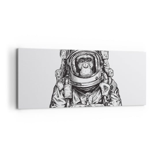 Obraz na płótnie - Alternatywna ewolucja - 100x40cm - Abstrakcja Astronauta Małpa - Nowoczesny foto obraz w ramie do salonu do sypialni ARTTOR ARTTOR
