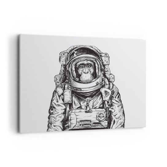 Obraz na płótnie - Alternatywna ewolucja - 100x70cm - Abstrakcja Astronauta Małpa - Nowoczesny foto obraz w ramie do salonu do sypialni ARTTOR ARTTOR