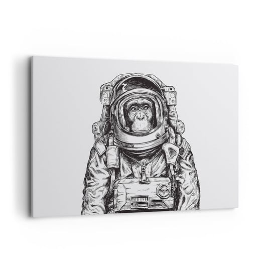 Obraz na płótnie - Alternatywna ewolucja - 120x80cm - Abstrakcja Astronauta Małpa - Nowoczesny obraz na ścianę do salonu do sypialni ARTTOR ARTTOR
