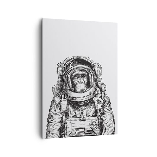 Obraz na płótnie - Alternatywna ewolucja - 50x70cm - Abstrakcja Astronauta Małpa - Nowoczesny Canvas obraz do salonu do sypialni ARTTOR ARTTOR