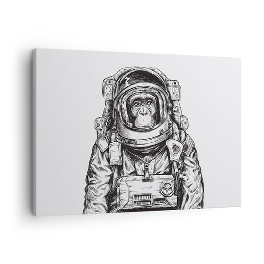 Obraz na płótnie - Alternatywna ewolucja - 70x50cm - Abstrakcja Astronauta Małpa - Nowoczesny Canvas obraz do salonu do sypialni ARTTOR ARTTOR