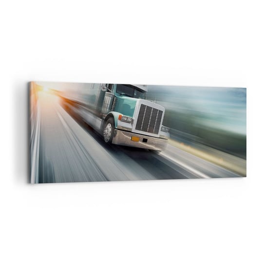 Obraz na płótnie - Amerykański olbrzym w pędzie - 100x40cm - Ciężarówka Motoryzacja Transport - Nowoczesny foto obraz w ramie do salonu do sypialni ARTTOR ARTTOR