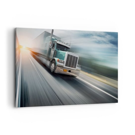 Obraz na płótnie - Amerykański olbrzym w pędzie - 120x80cm - Ciężarówka Motoryzacja Transport - Nowoczesny obraz na ścianę do salonu do sypialni ARTTOR ARTTOR