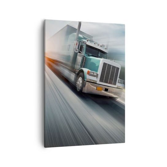Obraz na płótnie - Amerykański olbrzym w pędzie - 50x70cm - Ciężarówka Motoryzacja Transport - Nowoczesny Canvas obraz do salonu do sypialni ARTTOR ARTTOR