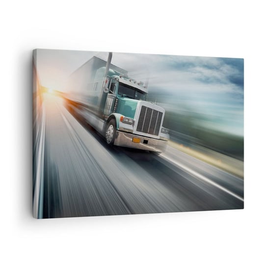 Obraz na płótnie - Amerykański olbrzym w pędzie - 70x50cm - Ciężarówka Motoryzacja Transport - Nowoczesny Canvas obraz do salonu do sypialni ARTTOR ARTTOR