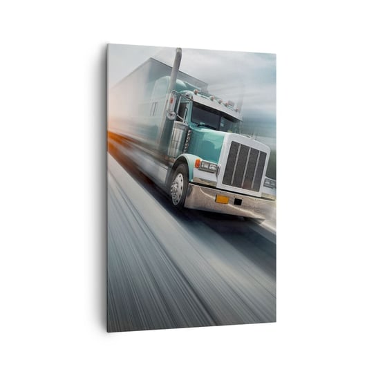 Obraz na płótnie - Amerykański olbrzym w pędzie - 80x120cm - Ciężarówka Motoryzacja Transport - Nowoczesny obraz na ścianę do salonu do sypialni ARTTOR ARTTOR