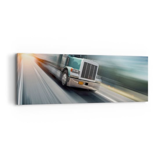 Obraz na płótnie - Amerykański olbrzym w pędzie - 90x30cm - Ciężarówka Motoryzacja Transport - Nowoczesny Canvas obraz do salonu do sypialni ARTTOR ARTTOR