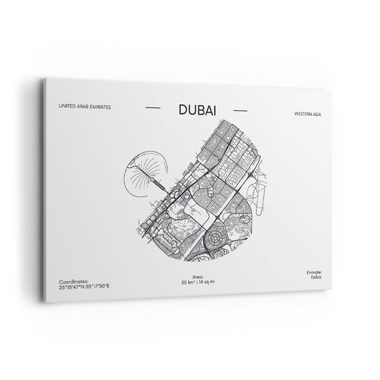 Obraz na płótnie - Anatomia Dubaju - 100x70cm - Mapa Dubaj Zjednoczone Emiraty Arabskie - Nowoczesny foto obraz w ramie do salonu do sypialni ARTTOR ARTTOR