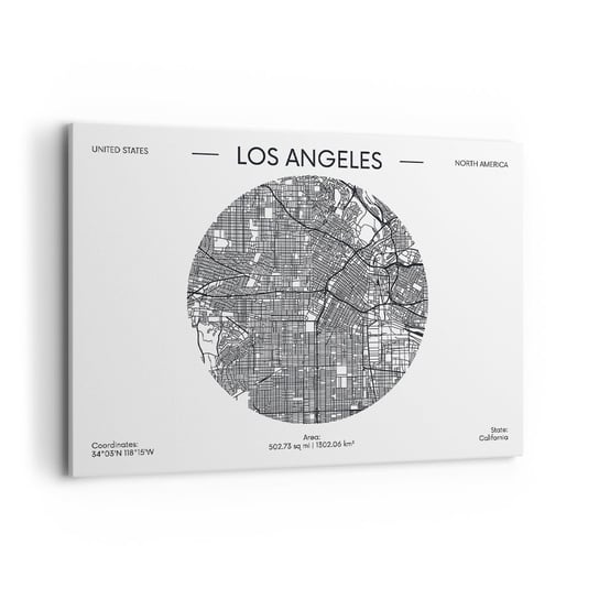 Obraz na płótnie - Anatomia Los Angeles - 100x70cm - Mapa Los Angeles Usa - Nowoczesny foto obraz w ramie do salonu do sypialni ARTTOR ARTTOR