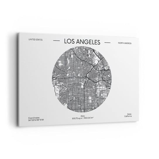 Obraz na płótnie - Anatomia Los Angeles - 120x80cm - Mapa Los Angeles Usa - Nowoczesny obraz na ścianę do salonu do sypialni ARTTOR ARTTOR