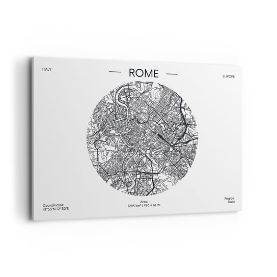 Obraz na płótnie - Anatomia Rzymu - 100x70cm - Mapa Rzym Włochy - Nowoczesny foto obraz w ramie do salonu do sypialni ARTTOR ARTTOR