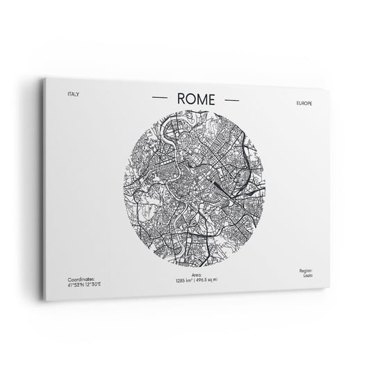 Obraz na płótnie - Anatomia Rzymu - 120x80cm - Mapa Rzym Włochy - Nowoczesny obraz na ścianę do salonu do sypialni ARTTOR ARTTOR