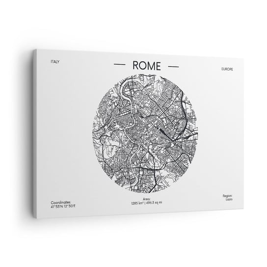 Obraz na płótnie - Anatomia Rzymu - 70x50cm - Mapa Rzym Włochy - Nowoczesny Canvas obraz do salonu do sypialni ARTTOR ARTTOR