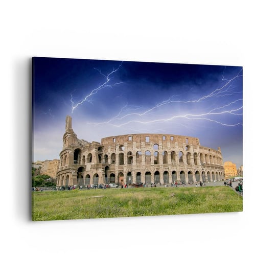 Obraz na płótnie - Arena walki - 100x70cm - Architektura Rzym Koloseum - Nowoczesny foto obraz w ramie do salonu do sypialni ARTTOR ARTTOR