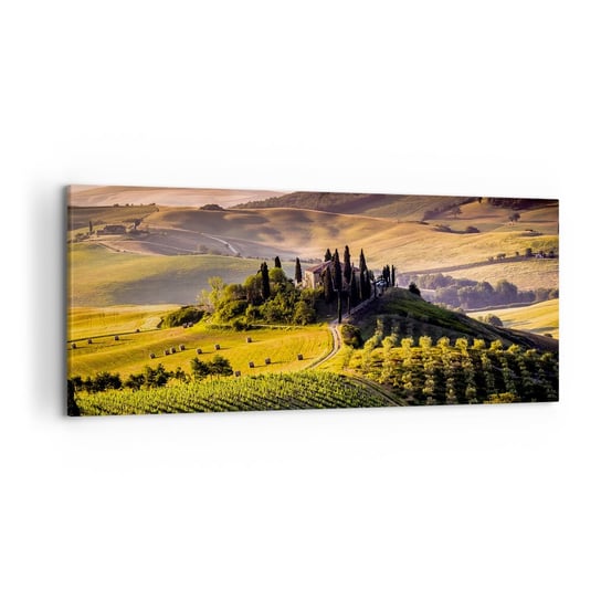 Obraz na płótnie - Arkadia - pejzaż toskański - 120x50cm - Krajobraz Toskania Winnice - Nowoczesny obraz na ścianę do salonu do sypialni ARTTOR ARTTOR