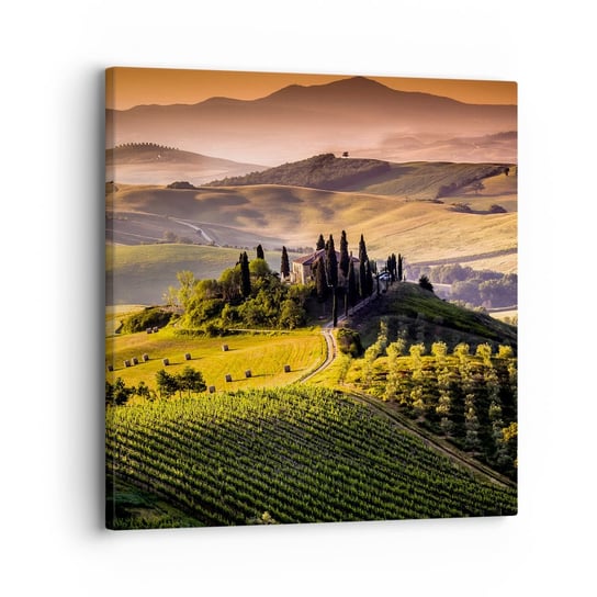 Obraz na płótnie - Arkadia - pejzaż toskański - 30x30 cm - Obraz nowoczesny - Krajobraz, Toskania, Winnice, Podróże, Włochy - AC30x30-2465 ARTTOR