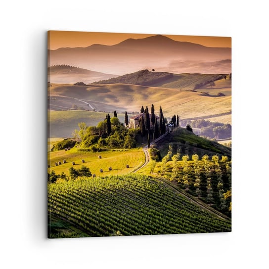 Obraz na płótnie - Arkadia - pejzaż toskański - 50x50 cm - Obraz nowoczesny - Krajobraz, Toskania, Winnice, Podróże, Włochy - AC50x50-2465 ARTTOR
