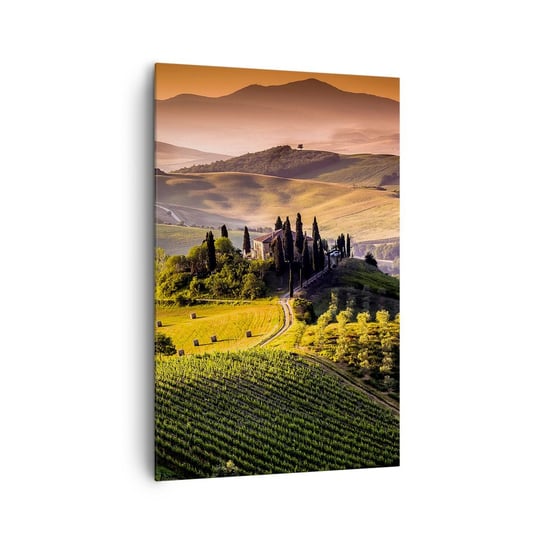 Obraz na płótnie - Arkadia - pejzaż toskański - 80x120cm - Krajobraz Toskania Winnice - Nowoczesny obraz na ścianę do salonu do sypialni ARTTOR ARTTOR