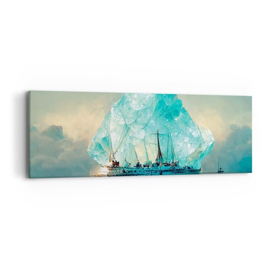 Obraz na płótnie - Arktyczny brylant - 90x30cm - Góra Lodowa Statek Ocean - Nowoczesny Canvas obraz do salonu do sypialni ARTTOR ARTTOR
