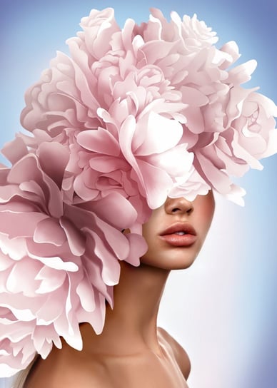 Obraz Na Płótnie Artystyczny Kobiecy Portret Z Różowymi Kwiatami 30x20 Inna marka