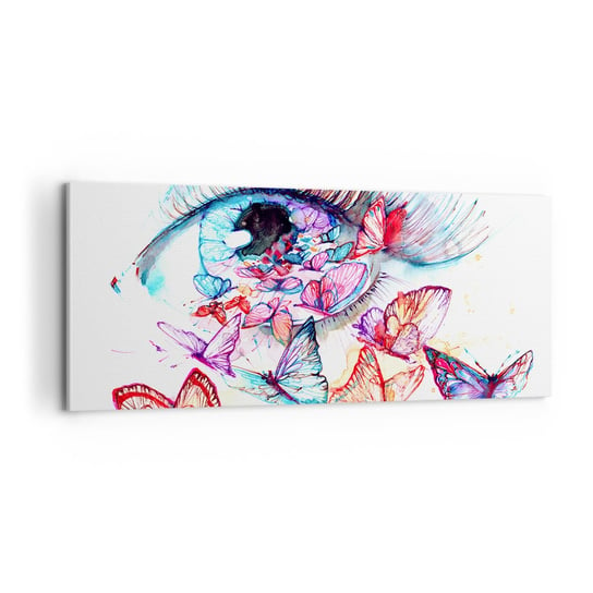 Obraz na płótnie - Bajkowy oczu czar - 100x40cm - Kobiece Oko Motyl Abstrakcja - Nowoczesny foto obraz w ramie do salonu do sypialni ARTTOR ARTTOR