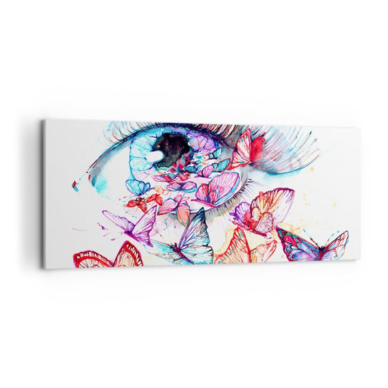 Obraz na płótnie - Bajkowy oczu czar - 120x50cm - Kobiece Oko Motyl Abstrakcja - Nowoczesny obraz na ścianę do salonu do sypialni ARTTOR ARTTOR