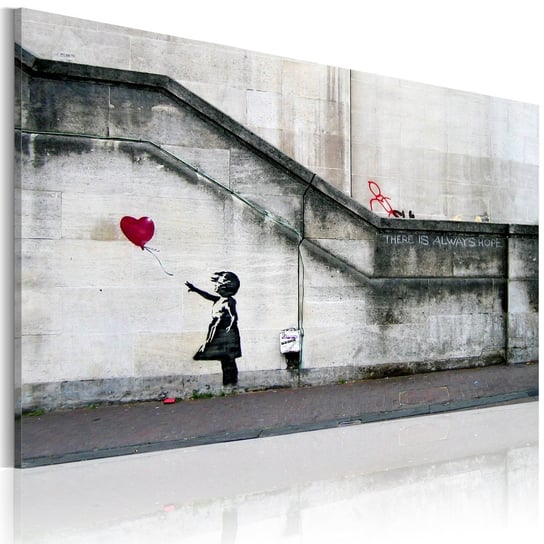 Obraz na płótnie: Banksy: dziewczynka z balonem w serce, 60x40 cm zakup.se