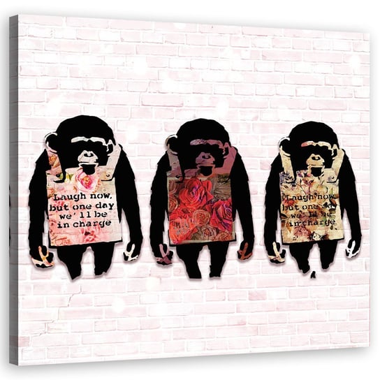 Obraz na płótnie, Banksy Śmiejcie się małpy - 60x60 Inna marka